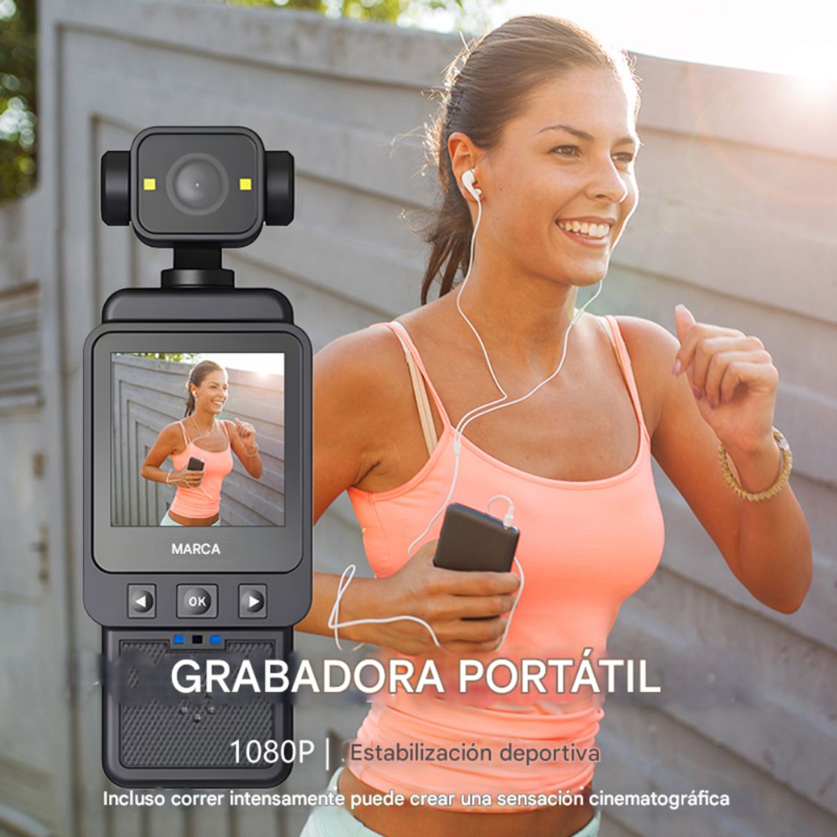 TECNOHOGAR JS - Grabadora Cámara Deportiva Body Cam Viajes Dv01 1080 Wifi
