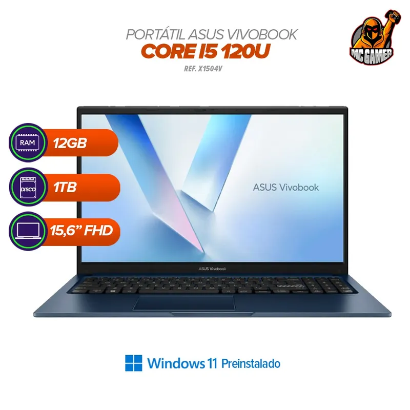 ASUS - Portatil Asus X1504VA-NJ3586  Intel Core i5-120U  12GB RAM  1TB SSD  156” FHD