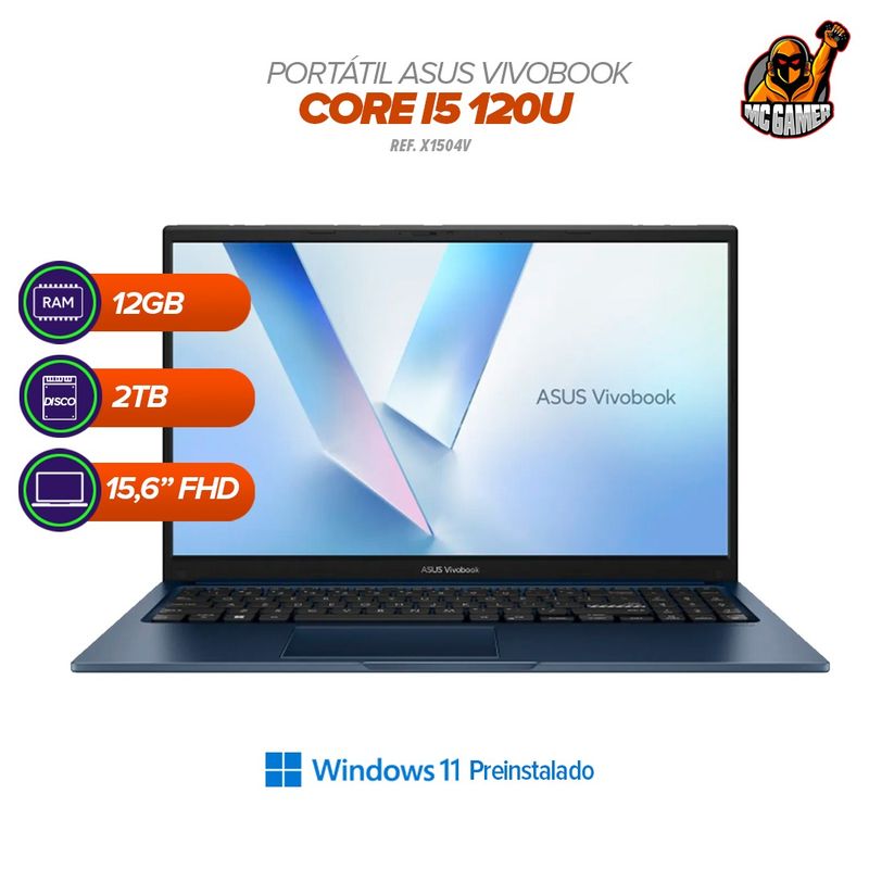 ASUS - Portatil Asus X1504VA-NJ3586  Intel Core i5-120U  12GB RAM  2TB SSD  156” FHD