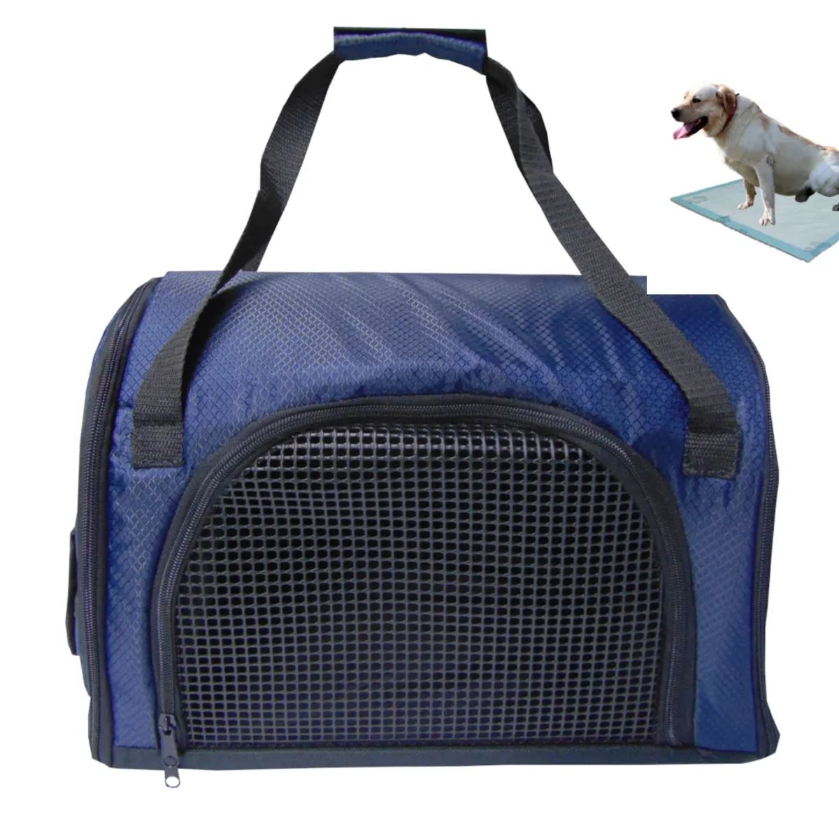 HALLY PET - Morral Cargador Cabina  + 15 Unidades de Tapetes Azul Oscuro