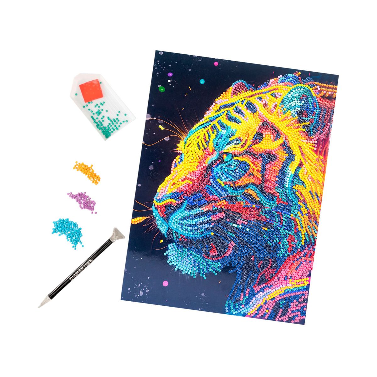 DIAMOND - Cuadro DIY Diamantiny Tigre Colorido con Diamantes