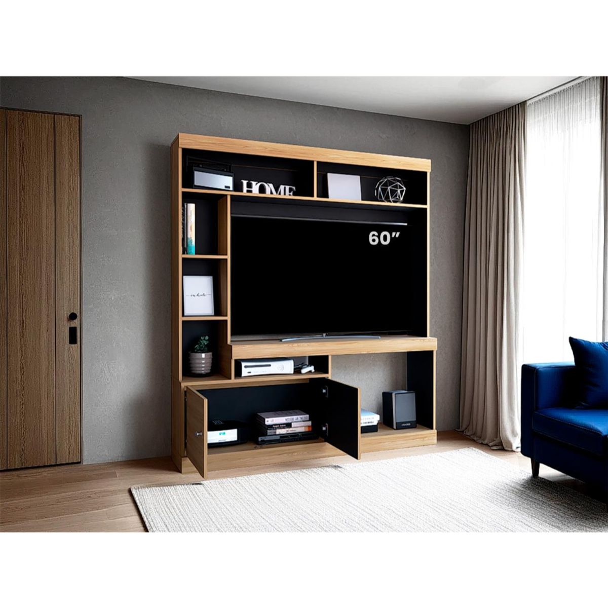 RTA DESIGN - Mesa Para Tv Roy, Fresno Europeo y Wengue, Televisor de 50 Pulgadas