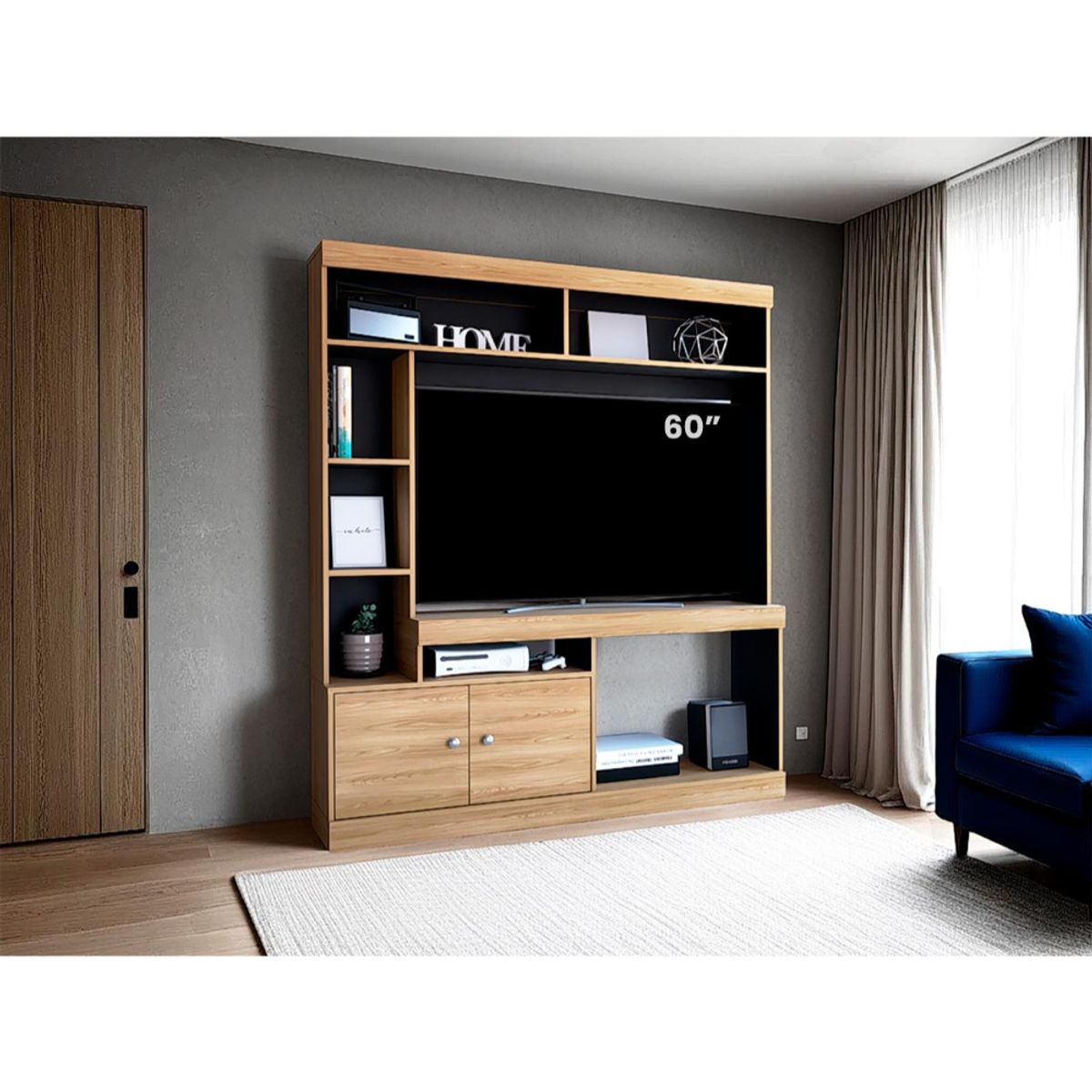 RTA DESIGN - Mesa Para Tv Roy, Fresno Europeo y Wengue, Televisor de 50 Pulgadas