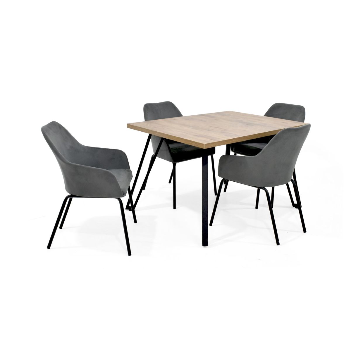 VENECIA - Set de Comedor Forest con 4 Sillas Mendoza Tela Gris