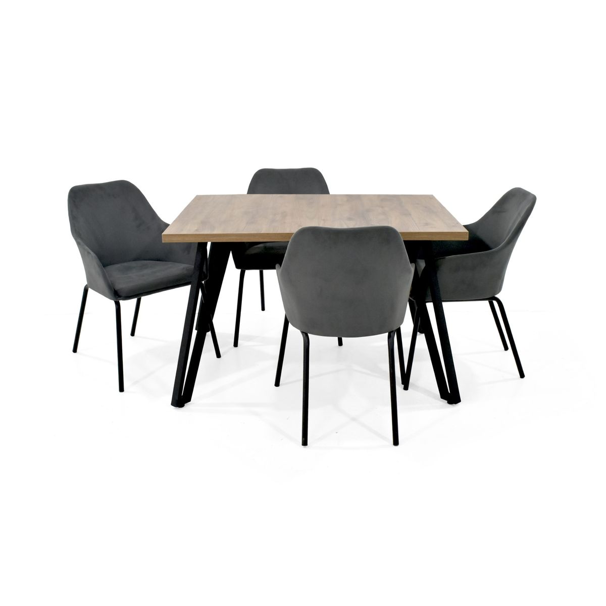 VENECIA - Set de Comedor Forest con 4 Sillas Mendoza Tela Gris
