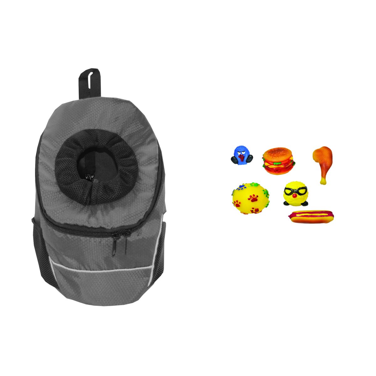 HALLY PET - Morral Cargador Ventana Med + Dispensador + 20 Rollos Gris