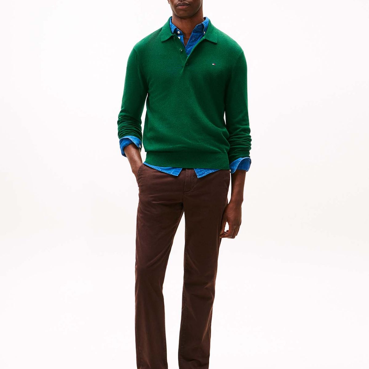 TOMMY HILFIGER - Pantalón chocolate chino Denton recto de sarga Tommy Hilfiger