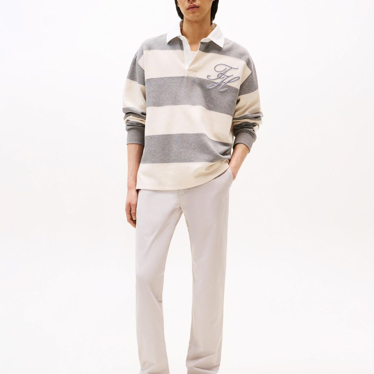 TOMMY HILFIGER - Pantalón gris chino Denton recto de sarga Tommy Hilfiger