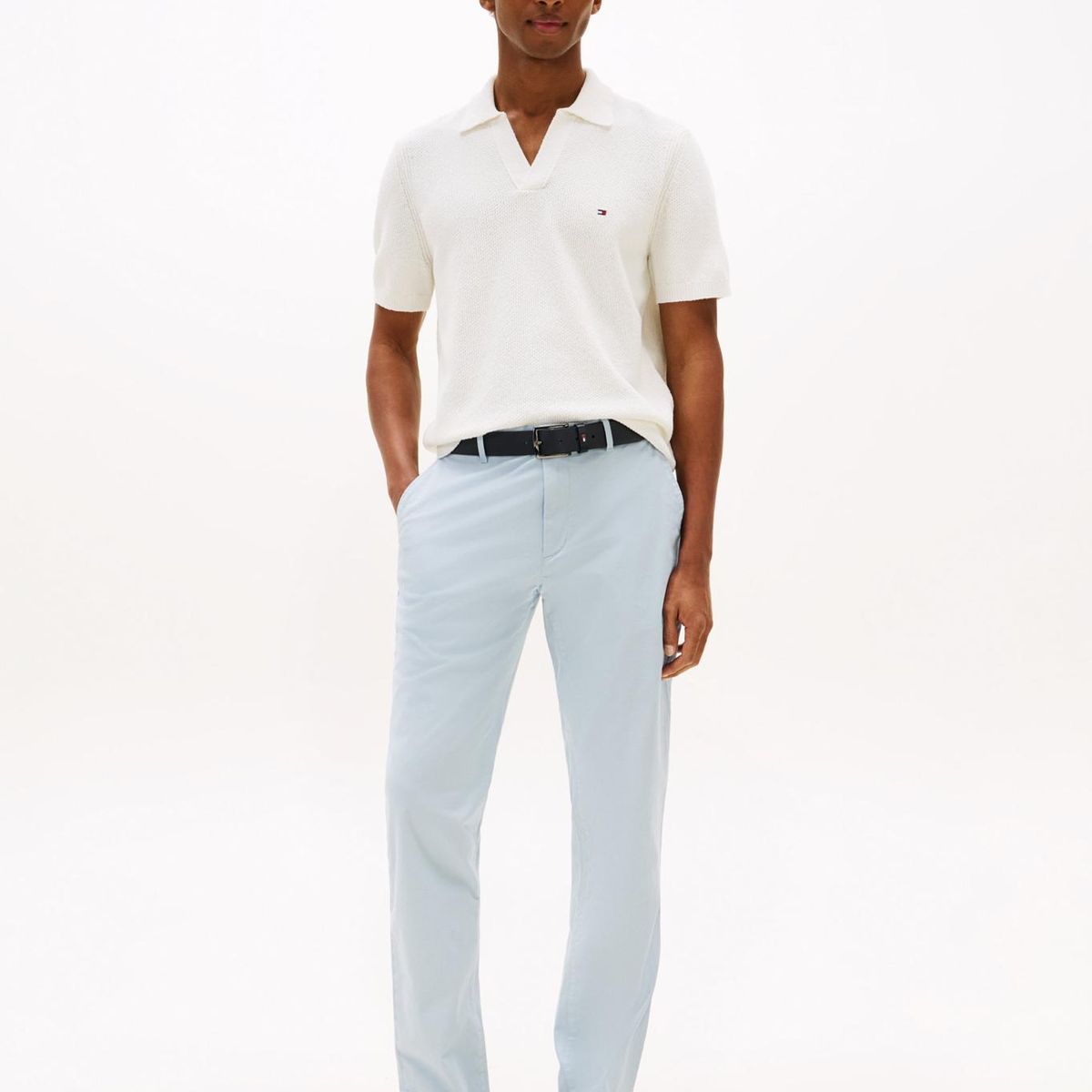 TOMMY HILFIGER - Pantalón blanco chino Denton recto de sarga Tommy Hilfiger