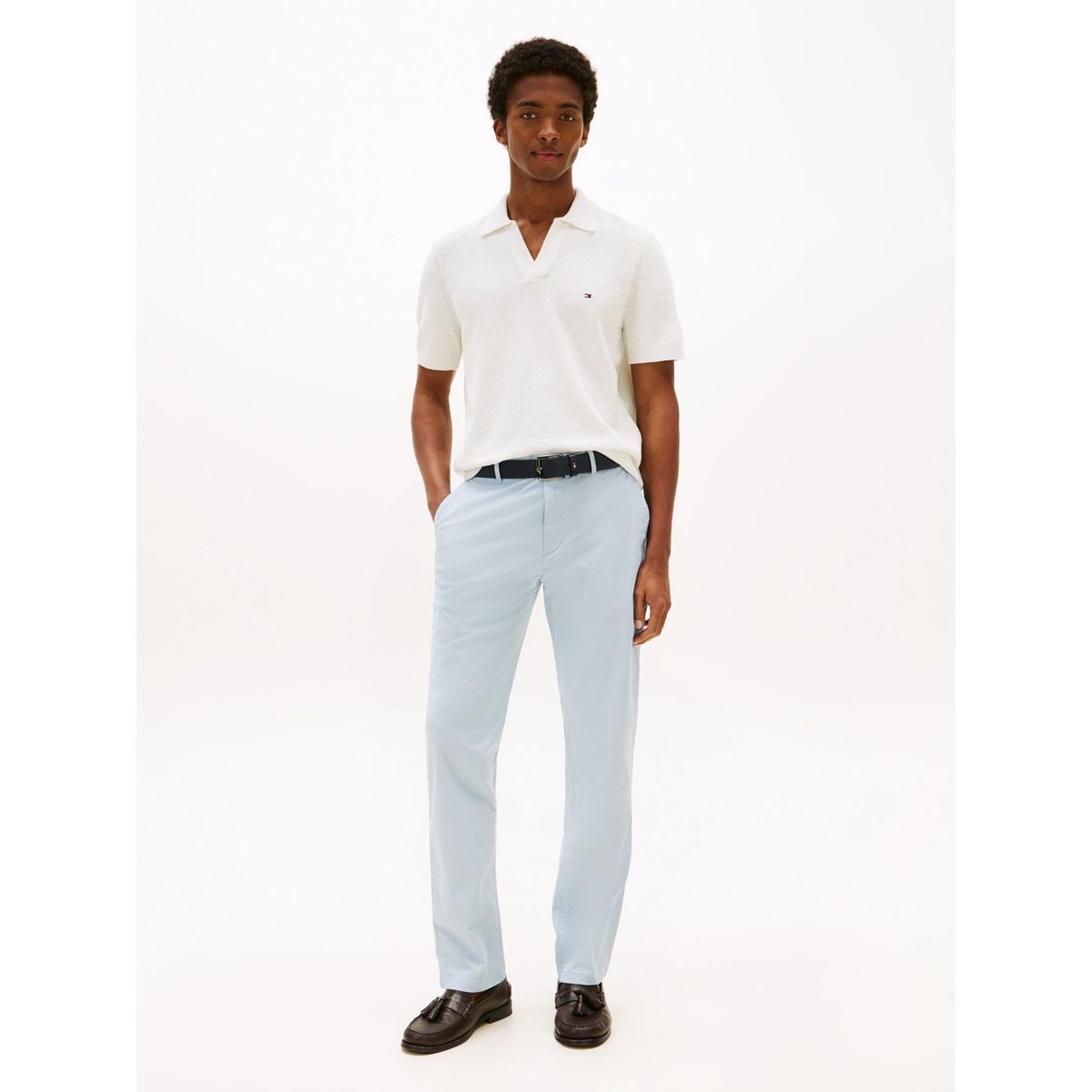 TOMMY HILFIGER - Pantalón blanco chino Denton recto de sarga Tommy Hilfiger