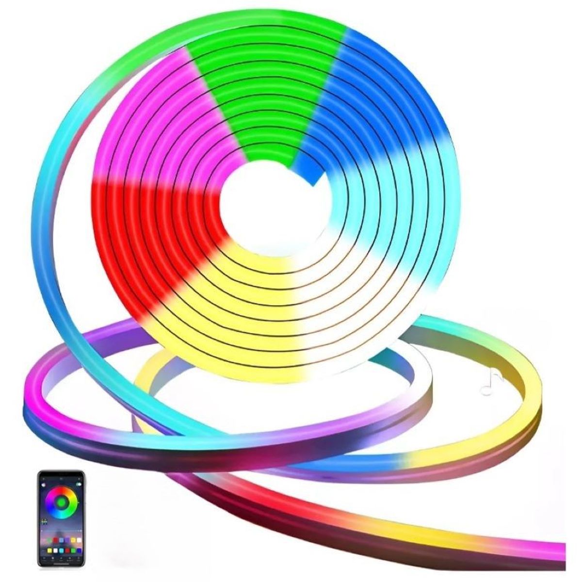 ZHOPI CO - Tira De Luz Led RGB De Neón Ip65 Flexible Bluetooth De 5m