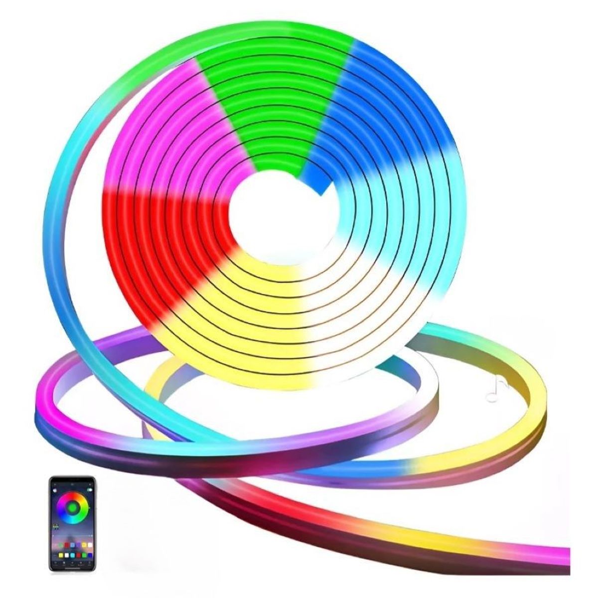 ZHOPI CO - Tira De Luz Led RGB De Neón Ip65 Flexible Bluetooth De 5m