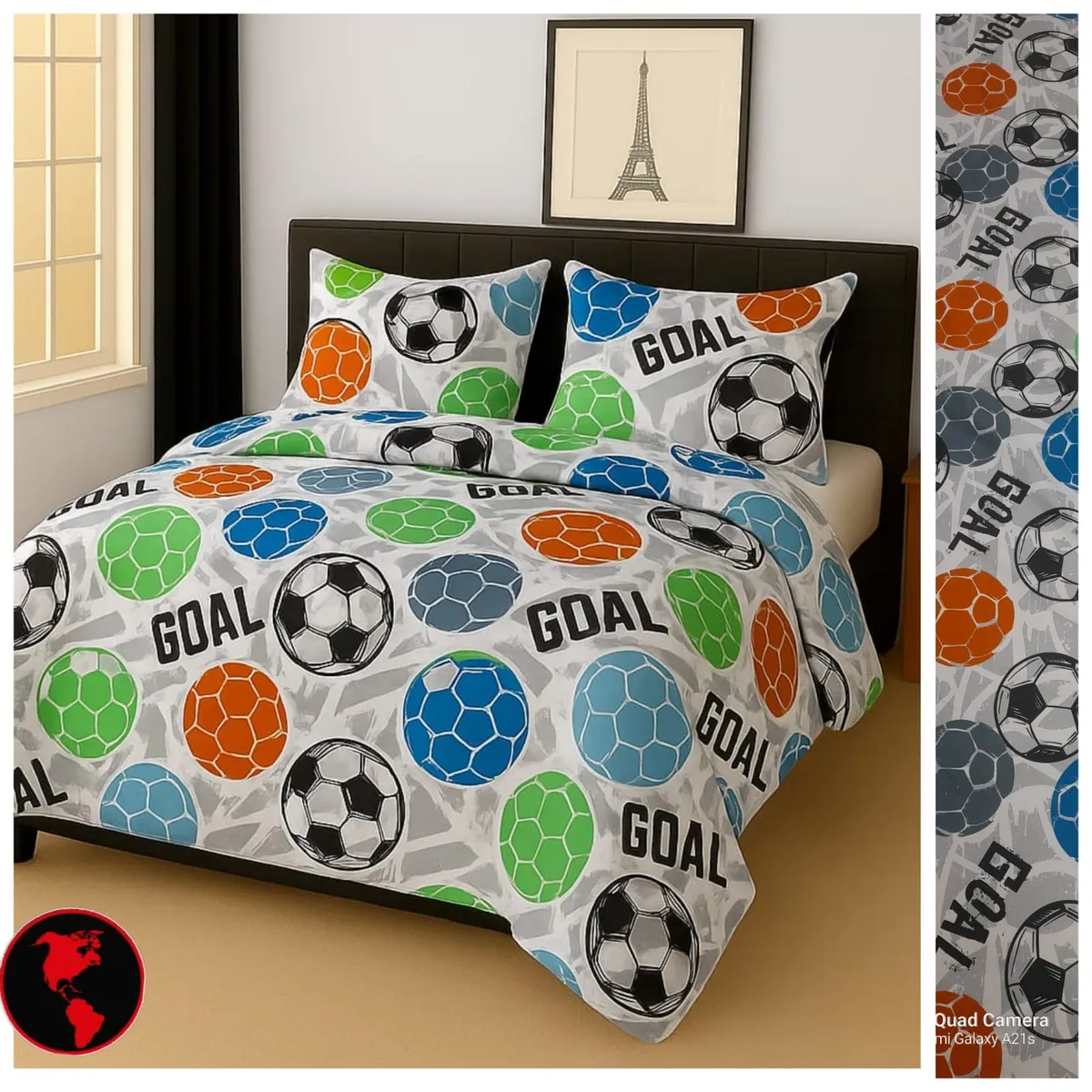 SIRENITAS - Juego de sabanas Cama Sencilla Blanco Futbol