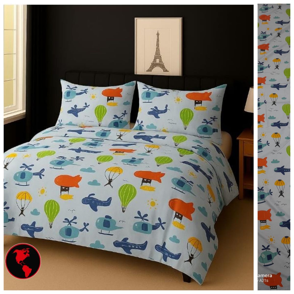 SIRENITAS - Juego de sabanas Cama Doble Aviones