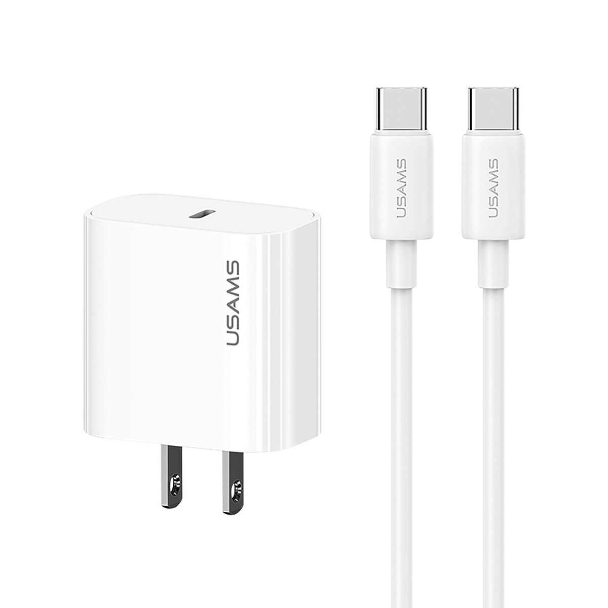 USAMS - Cargador Celular Rápido USAMS 20W+Cable TypeC a TypeC 60W bl