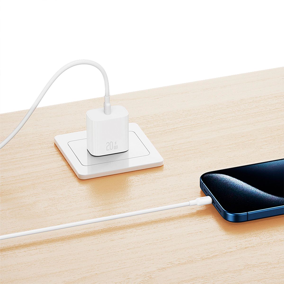 USAMS - Cargador Celular Rápido USAMS 20W+Cable TypeC a TypeC 60W bl
