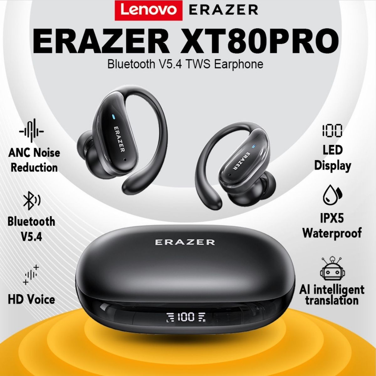 LENOVO - Audífonos Inalámbricos Lenovo Xt80 Deportivos Bluetooth 5.4 original