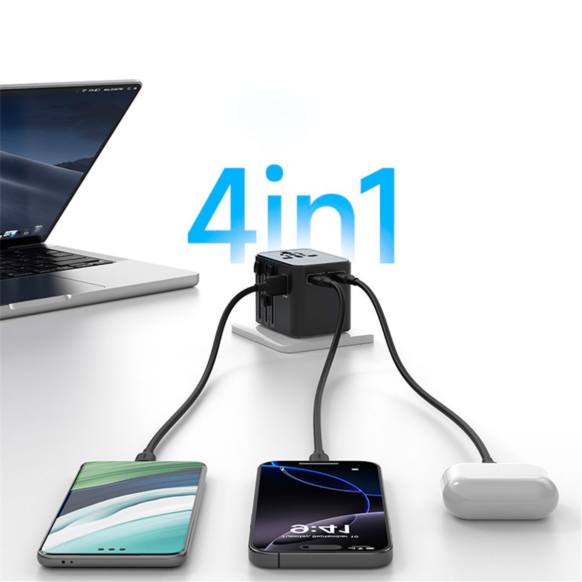 USAMS - Cargador de viaje 25w 4en1 Type-C + USB USAMS Negro