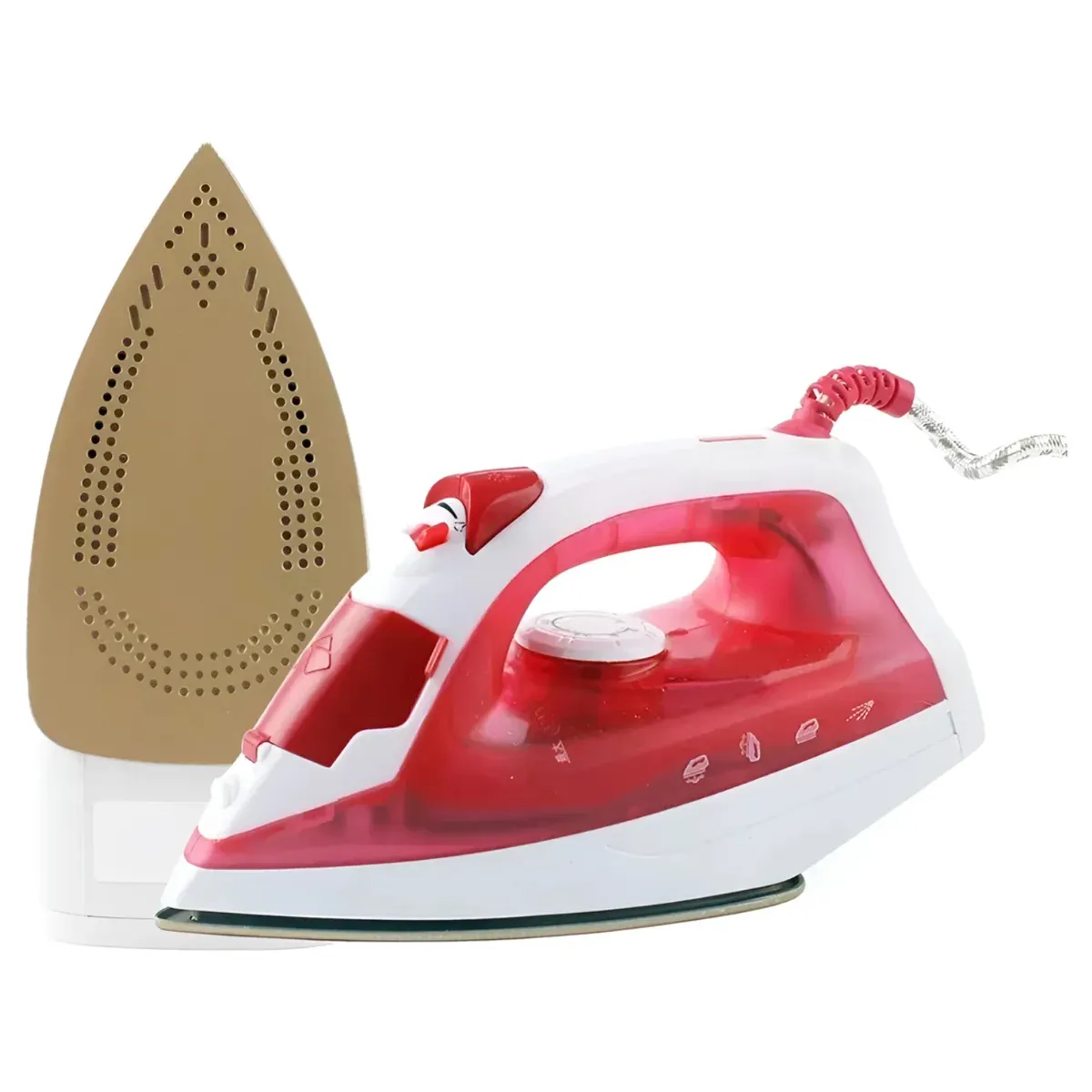 NOBELSOUND - Plancha De Vapor Para Ropa Con Placa De Cerámica Rojo