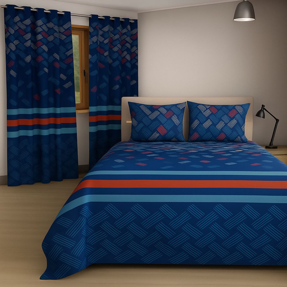 ELEGANT - Combo Sábanas y Cortina Cama Doble 140x190