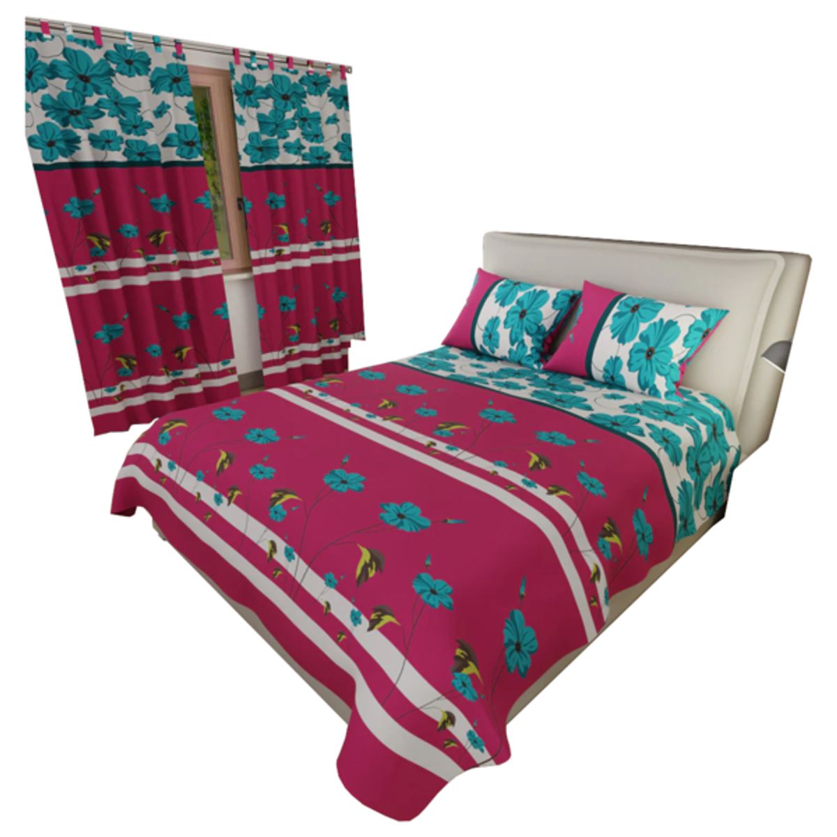 ELEGANT - Juego de Sábanas + Cortina Cama Doble 140