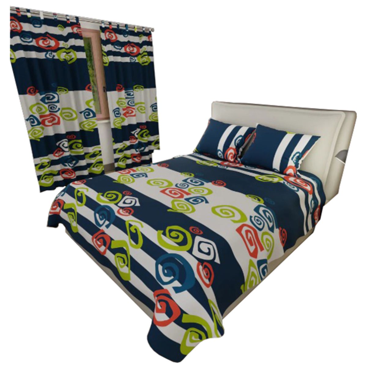 ELEGANT - Set Completo Sabanas Cama Doble con Cortina Incluida