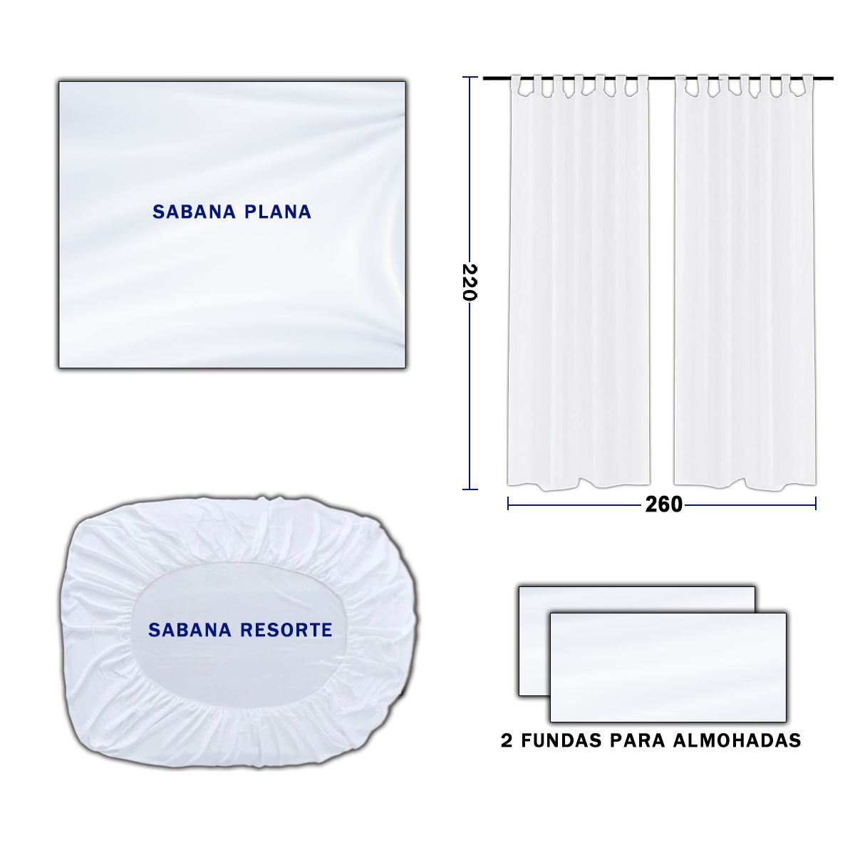 ELEGANT - Set Completo Sabanas Cama Doble con Cortina Incluida