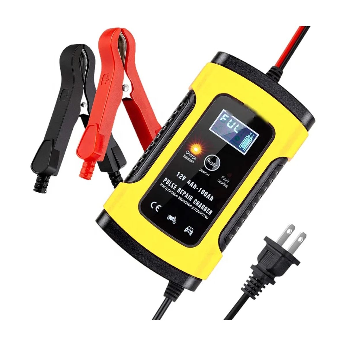 GENERICO - Cargador Bateria Portatil Para Carro - Moto Color amarillo Cargador