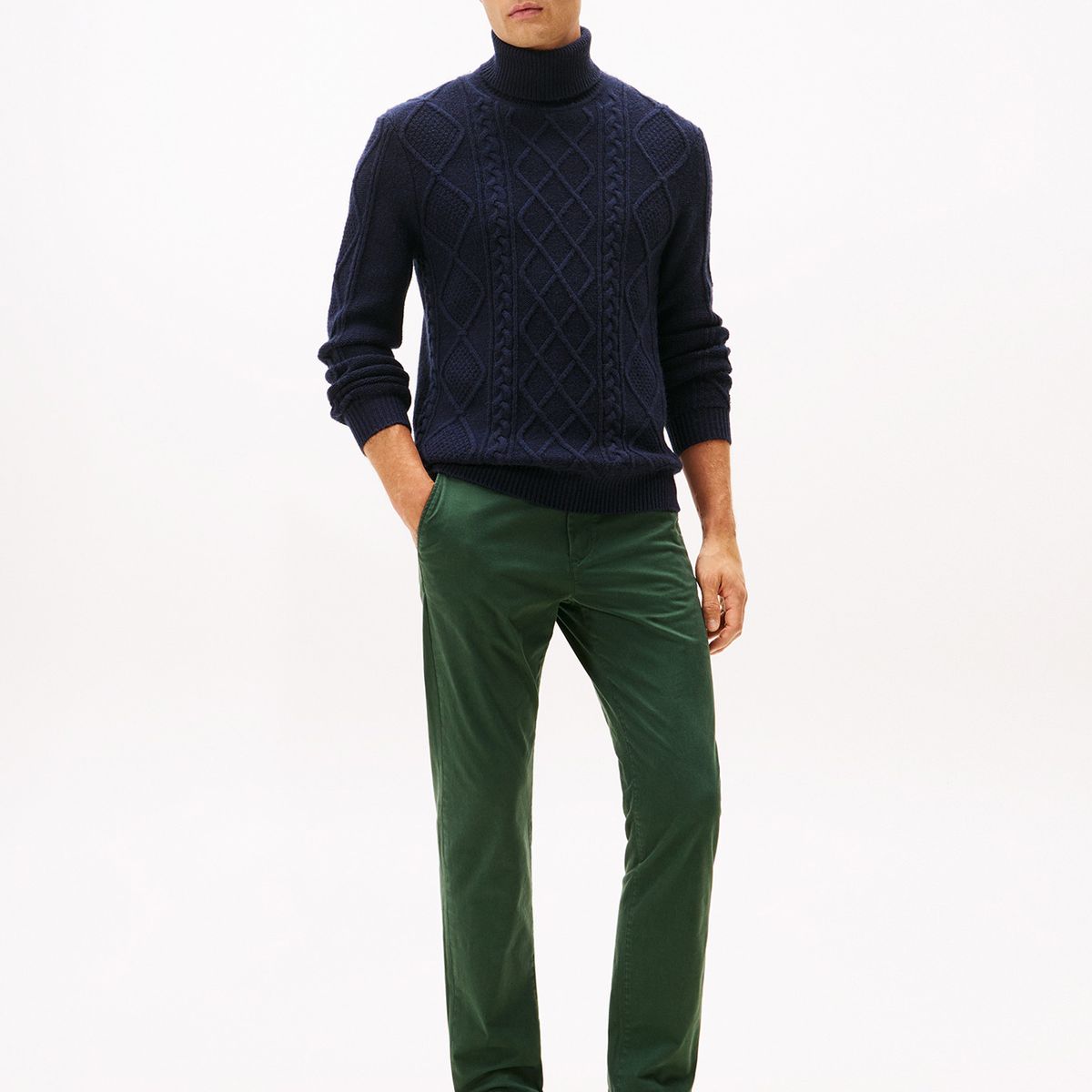TOMMY HILFIGER - Pantalón verde chino Denton recto de sarga Tommy Hilfiger
