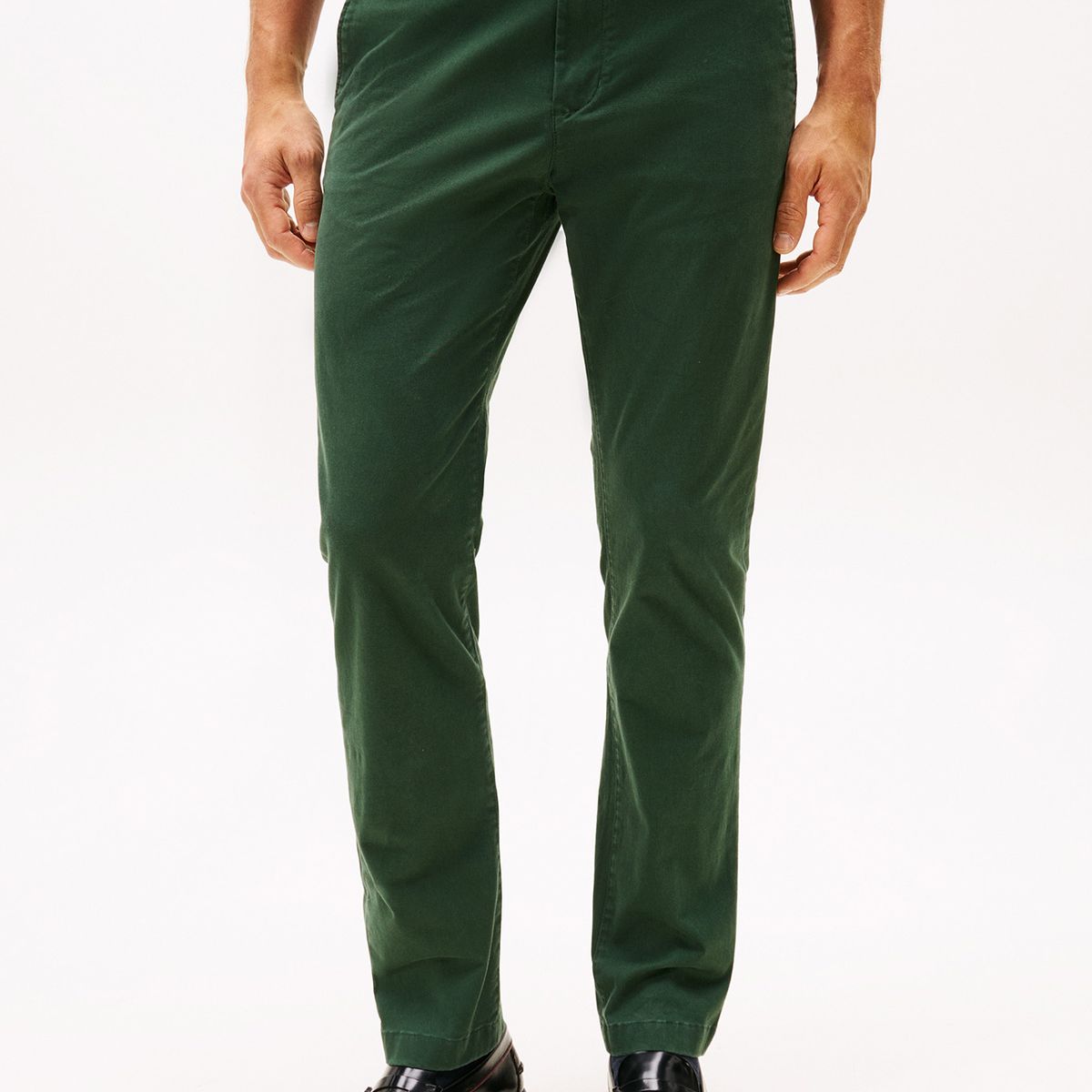 TOMMY HILFIGER - Pantalón verde chino Denton recto de sarga Tommy Hilfiger