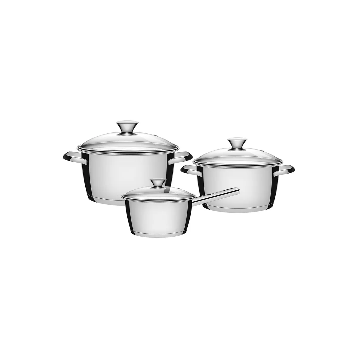 TRAMONTINA - Batería de cocina Allegra de acero inoxidable con fondo triple de 3 piezas Tramontina