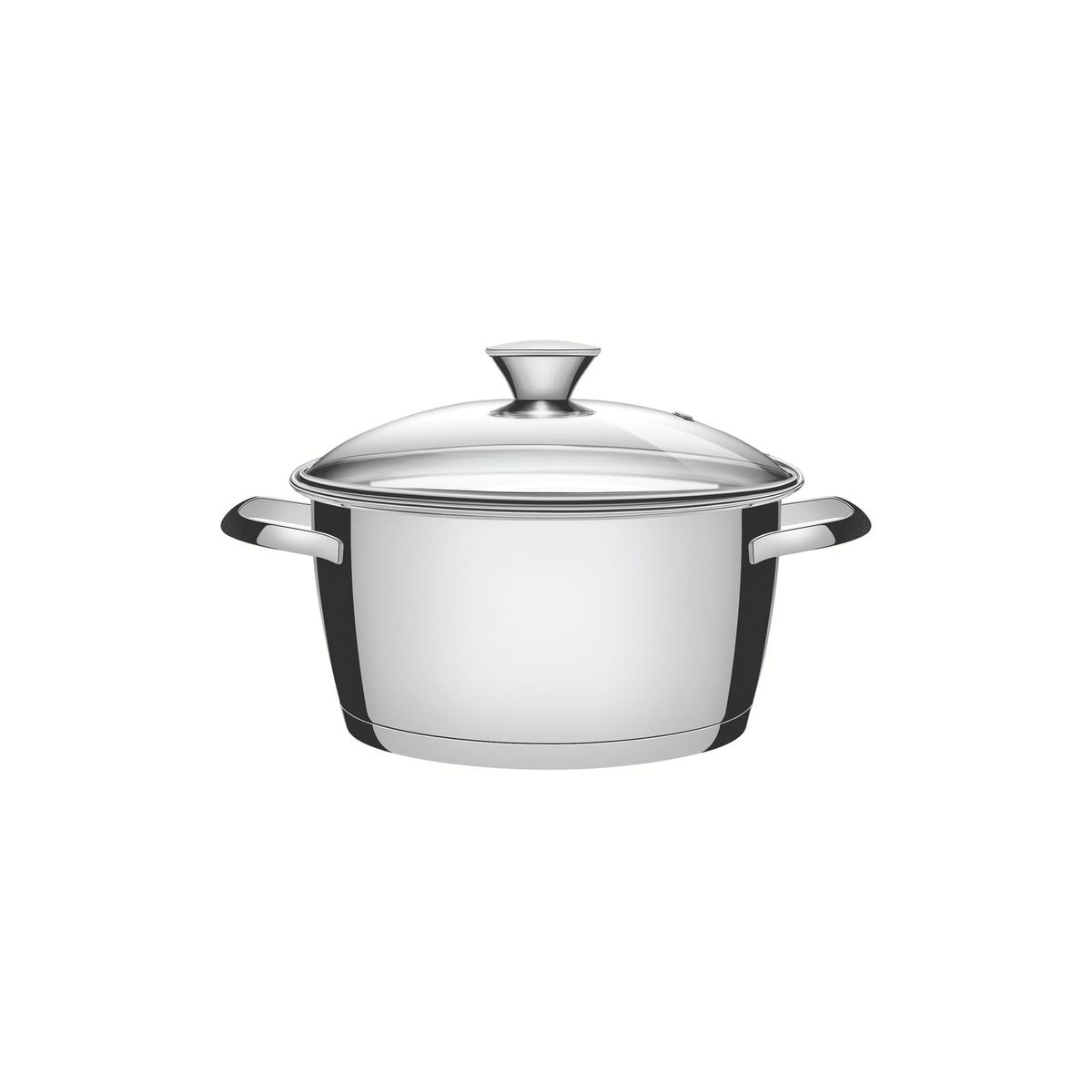 TRAMONTINA - Cacerola honda Allegra de acero inoxidable con fondo triple y tapa de vidrio de 20 cm y 3,1 l Tramontina