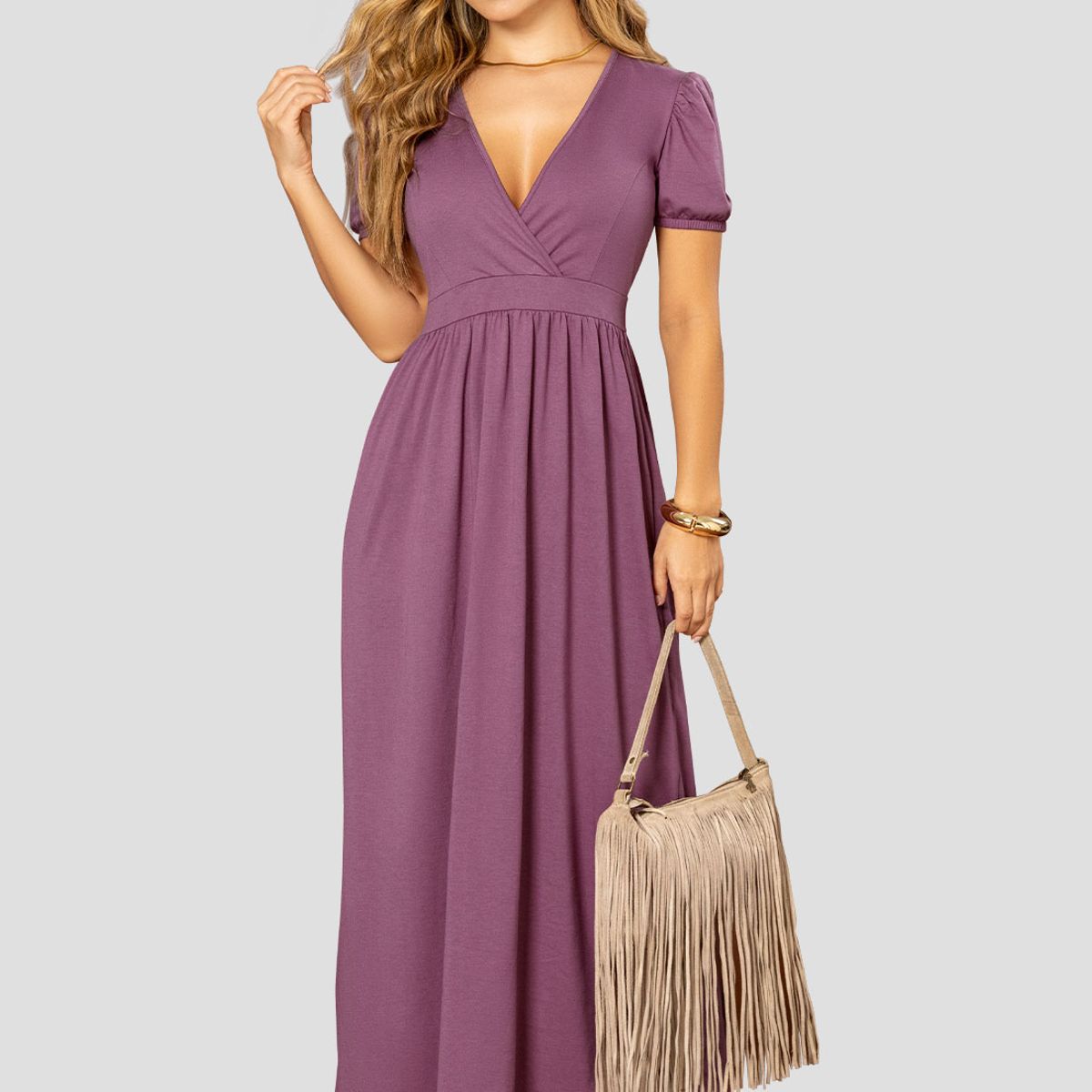 MARKETING PERSONAL - Vestido Largo Mujer Ciruela Mp 112522