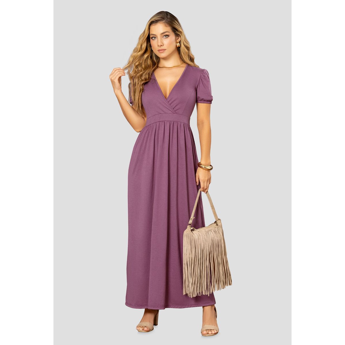 MARKETING PERSONAL - Vestido Largo Mujer Ciruela Mp 112522
