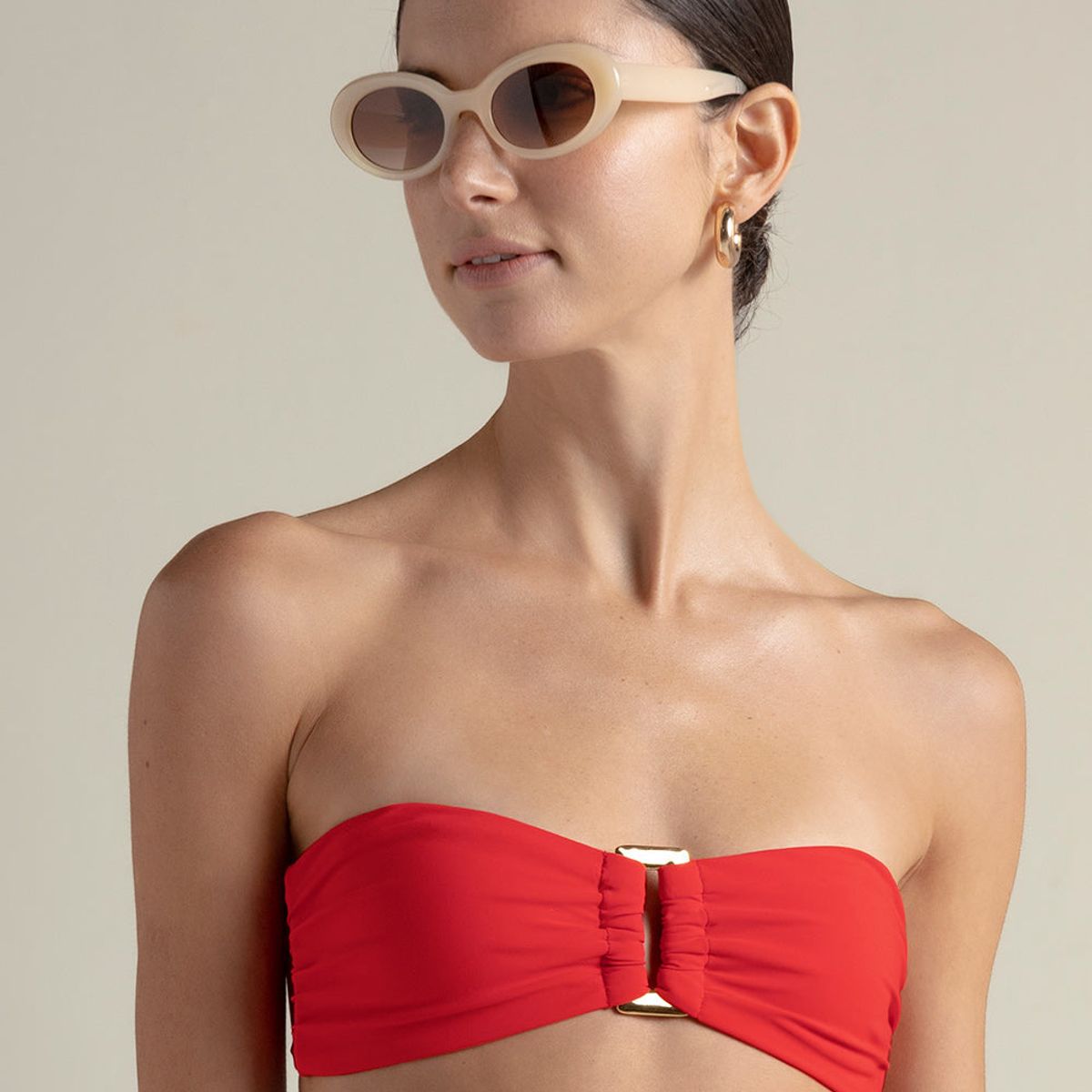 TOUCHE BALNEAIRE - Bikini top strapless color rojo 0B35R61