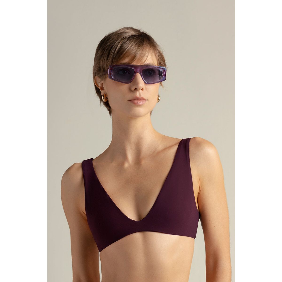 TOUCHE BALNEAIRE - Bikini top deportivo en color vino 0B55V61