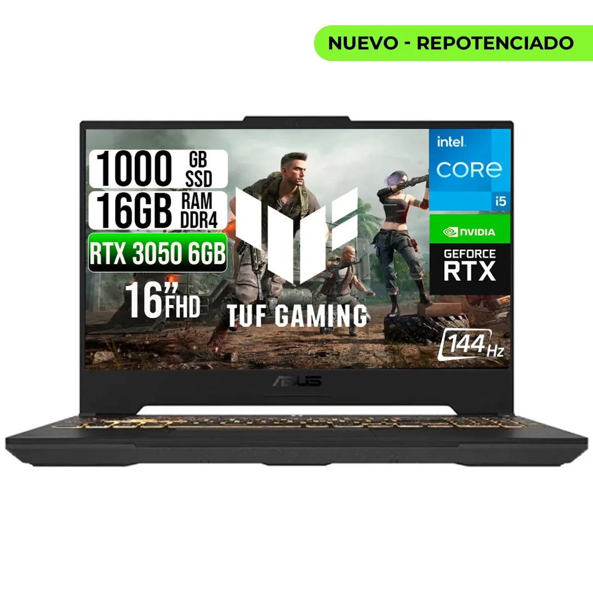 ASUS - PORTATIL ASUS TUF INTEL CORE 5-210H RTX 3050 6GB SSD 1TB RAM 16GB 16" WUXGA 144HZ