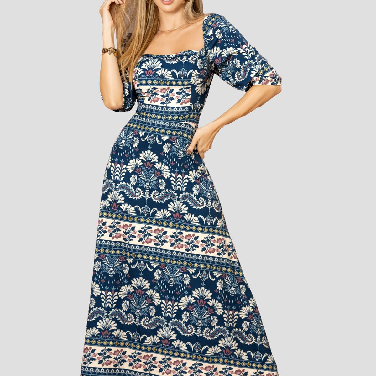 MARKETING PERSONAL - Vestido Largo Mujer Estampado Mp 112513