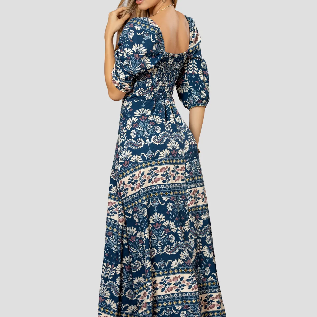 MARKETING PERSONAL - Vestido Largo Mujer Estampado Mp 112513