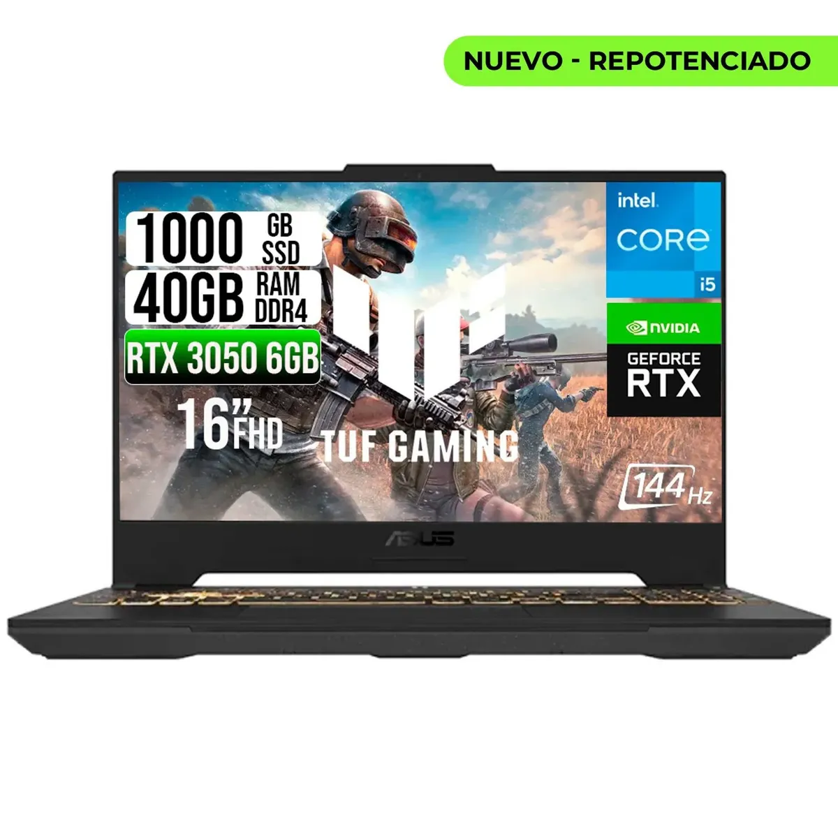 ASUS - PORTATIL ASUS TUF INTEL CORE 5-210H RTX 3050 6GB SSD 1TB RAM 40GB 16" WUXGA 144HZ