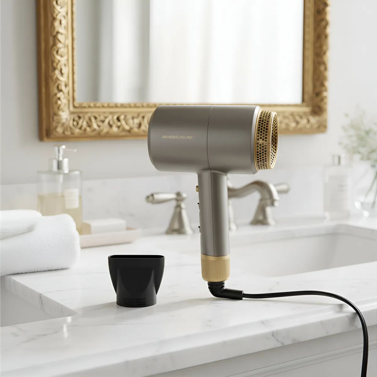 NOBELSOUND - Secador De Pelo Silencioso Color Gris Oscuro Iones Negativos