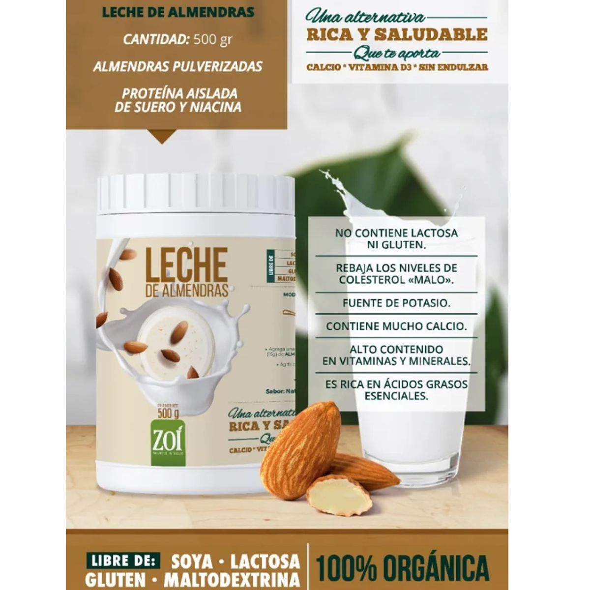 NATURAL FRESHLY - ALIMENTO EN POLVO CON LECHE DE ALMENDRAS X 500 GR.
