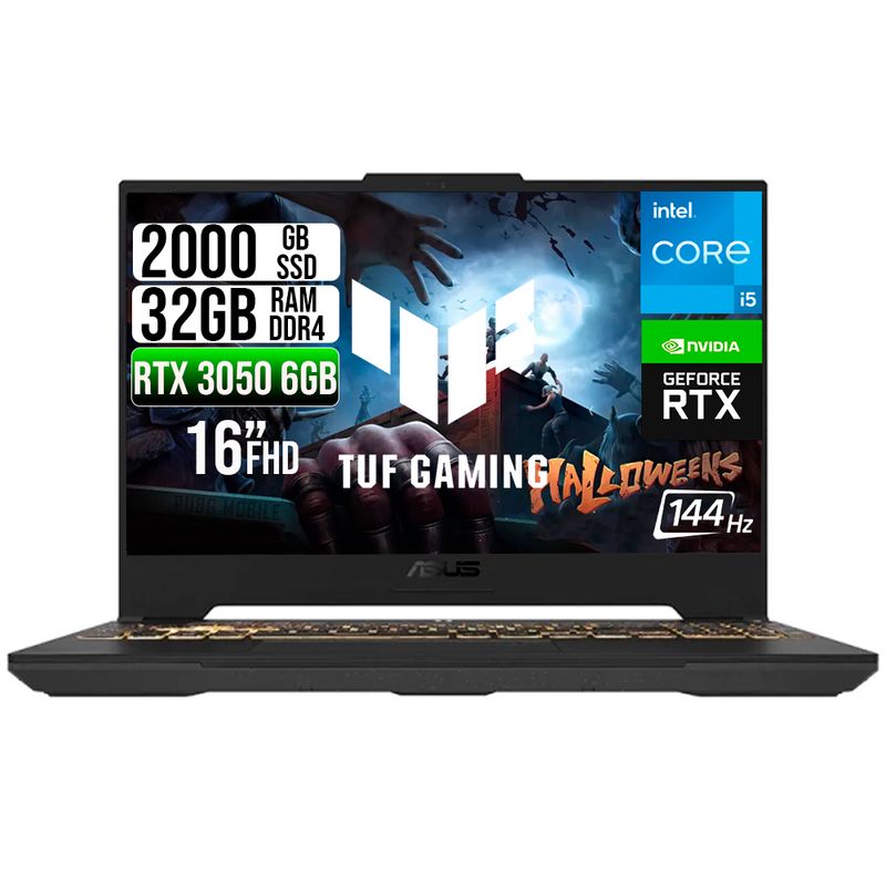 ASUS - PORTATIL ASUS TUF INTEL CORE 5-210H RTX 3050 6GB SSD 2TB RAM 32GB 16" WUXGA 144HZ