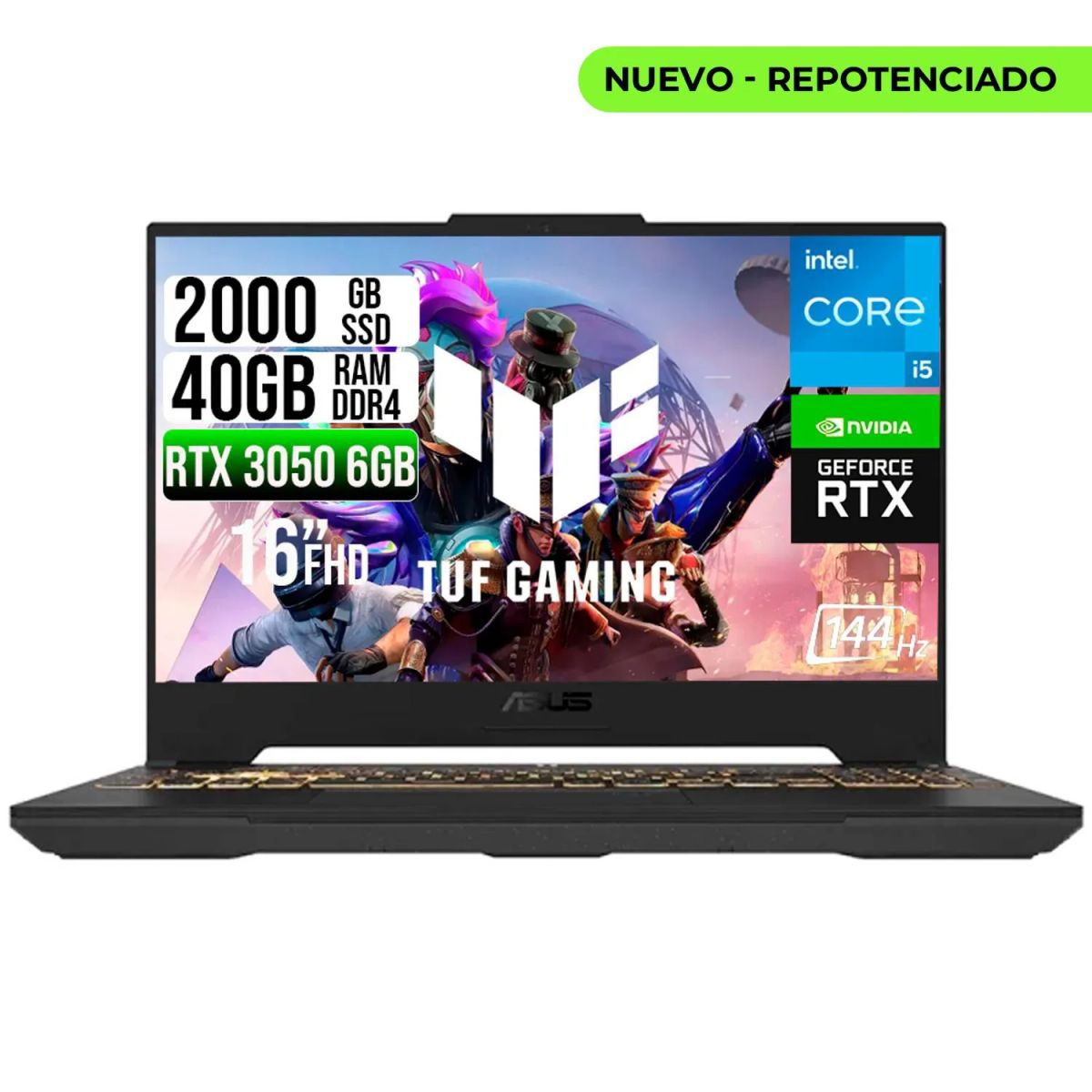 ASUS - PORTATIL ASUS TUF INTEL CORE 5-210H RTX 3050 6GB SSD 2TB RAM 40GB 16" WUXGA 144HZ