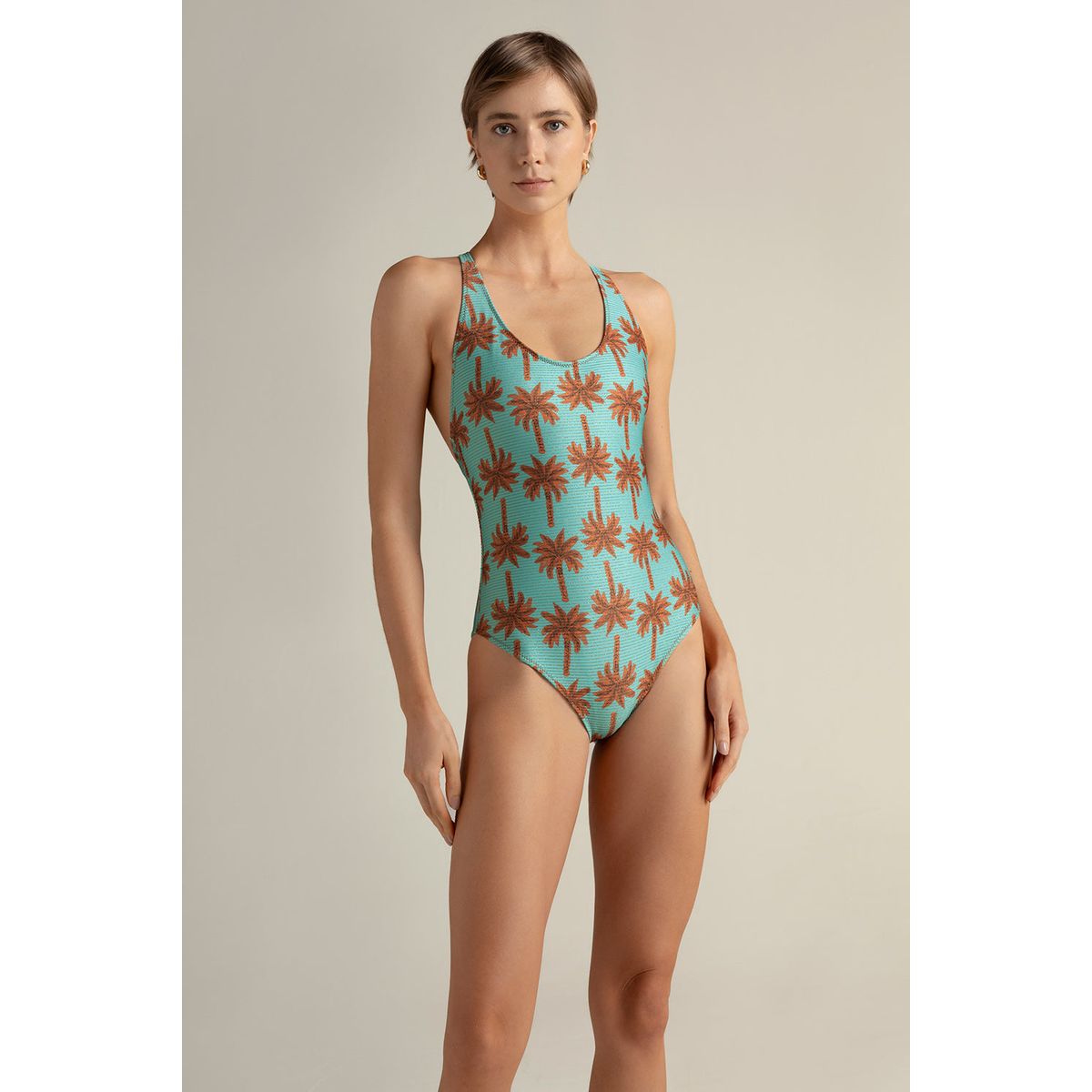 TOUCHE BALNEAIRE - Entero clásico estampado de palmeras azul 0E45061