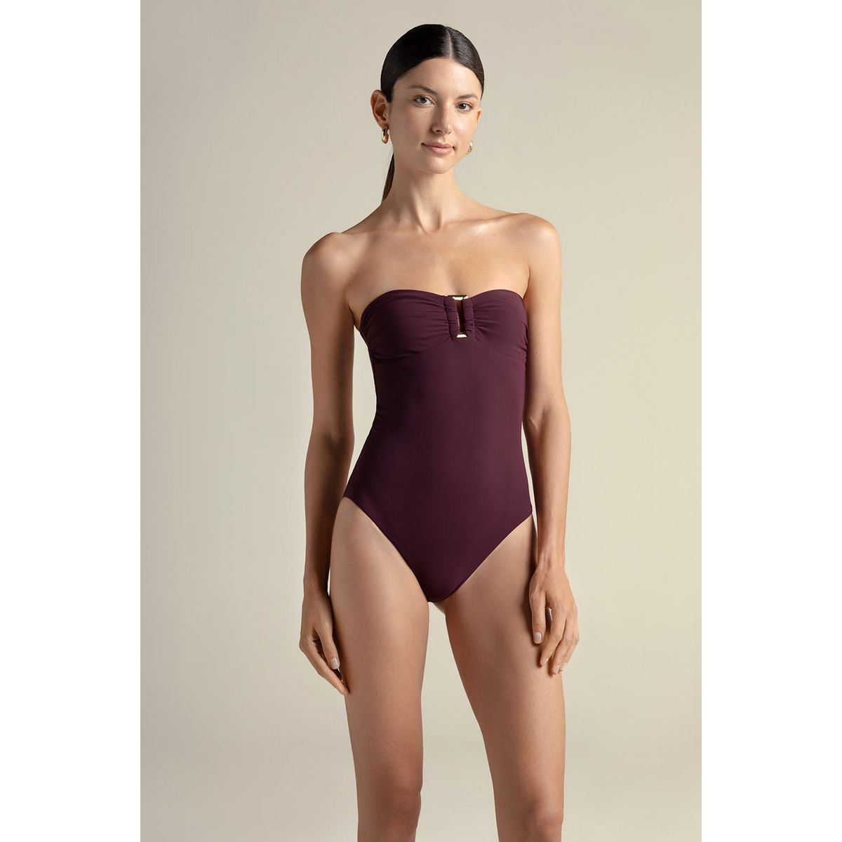 TOUCHE BALNEAIRE - Entero strapless en color vino 0E54V61