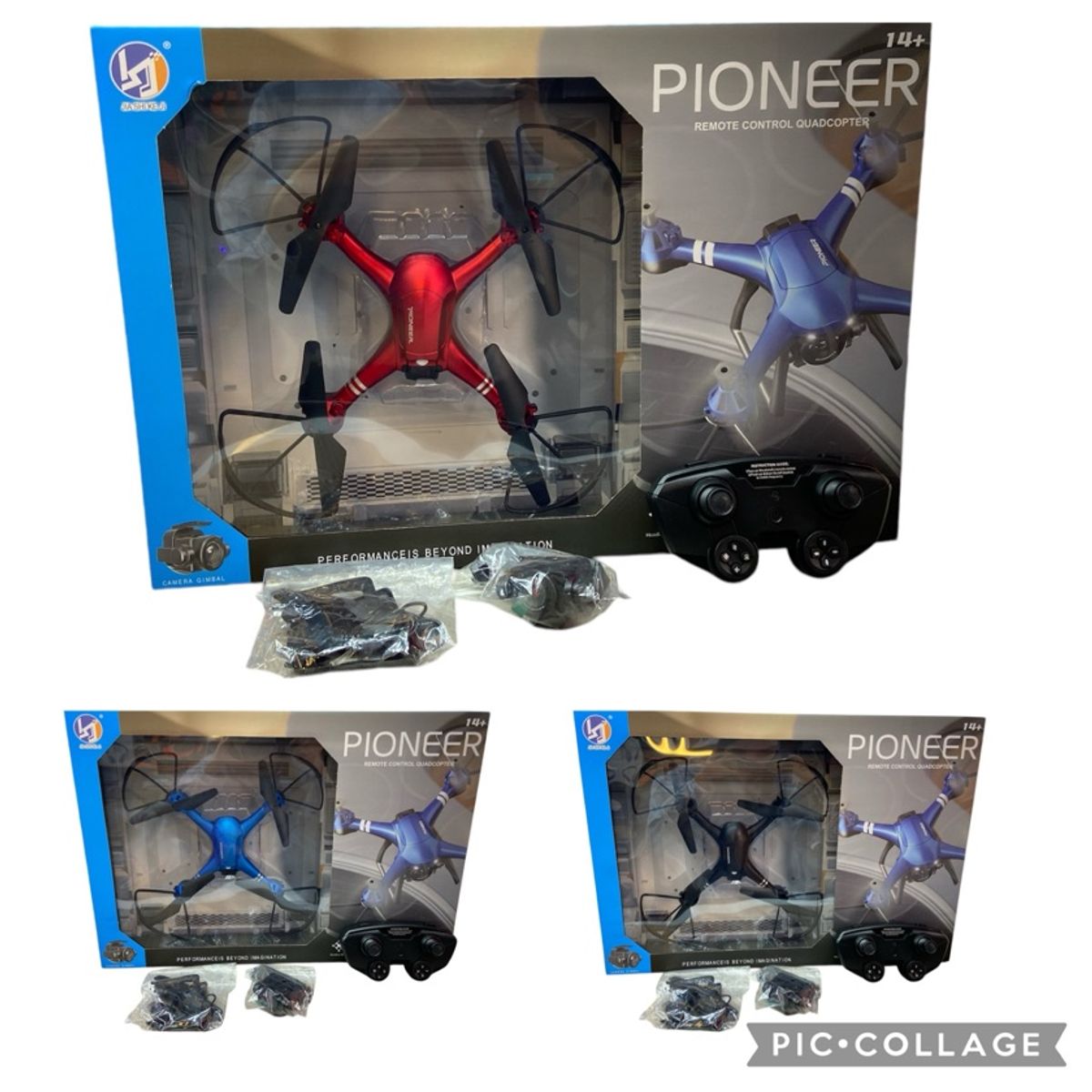 PIONEER - Dron Con Camara JS-804 Wifi  Rojo - Azul
