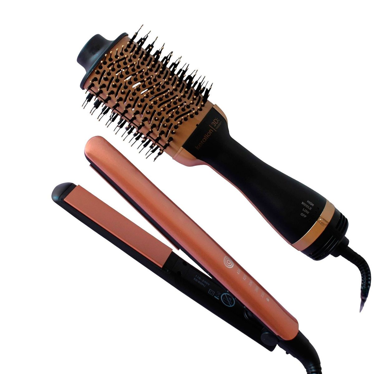 GENERICO - Combo Cepillo Y Plancha Keratina Para Cabello Sin Frizz