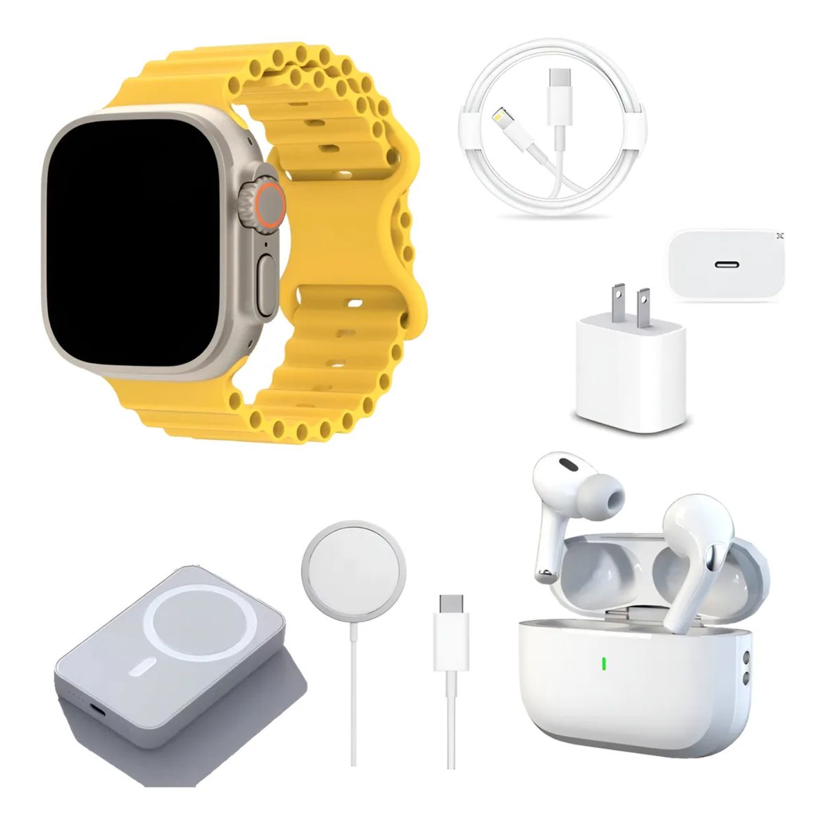 GENERICO - Smartwatch + Power Bank + Auriculares Y Cargador Inalámbrico