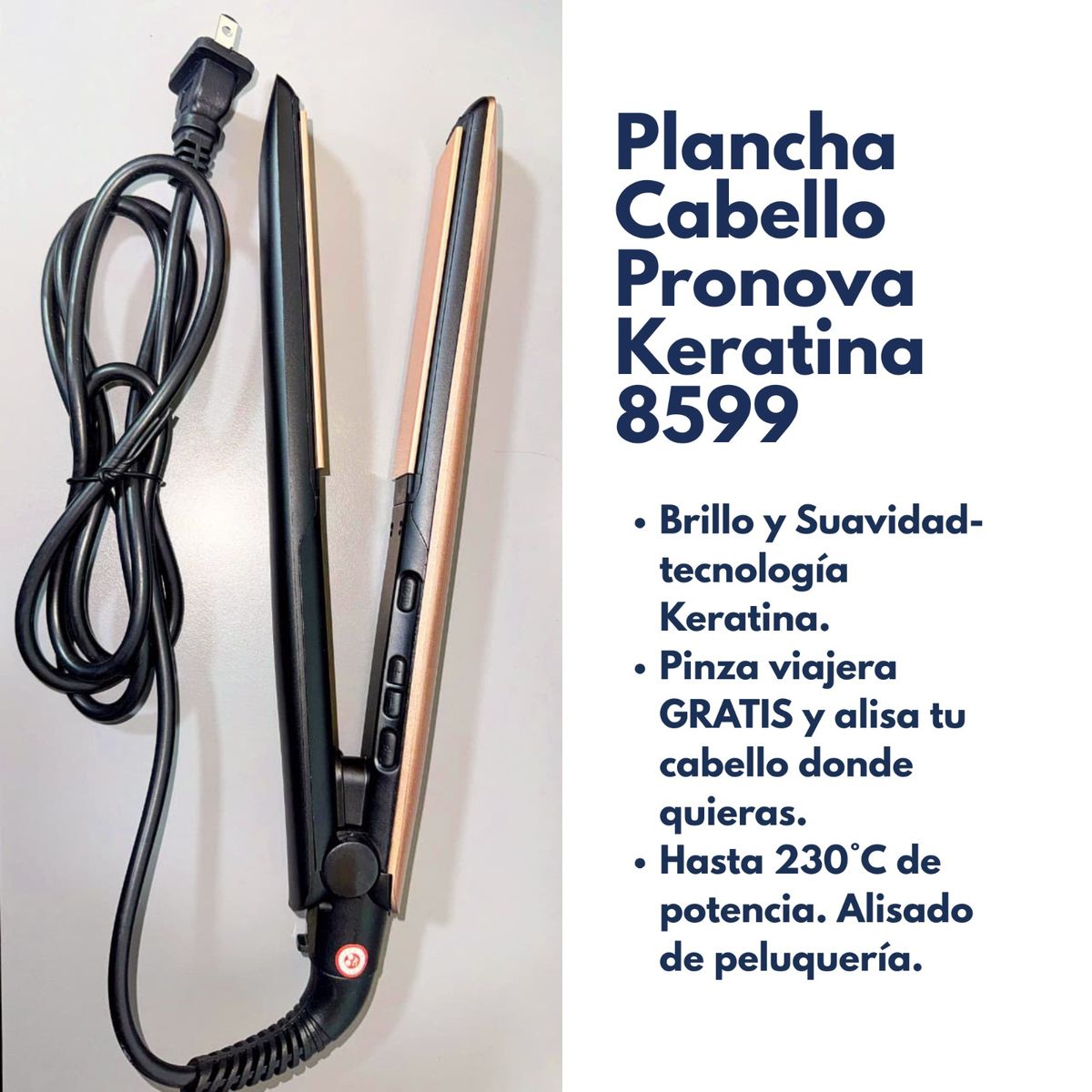 GENERICO - Plancha Para Cabello Pronova Keratina-Pinza Viajera Gratis